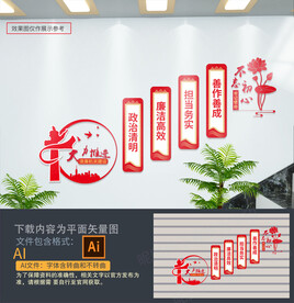 清廉机关楼梯文化墙