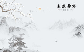 新中式工笔花鸟画背景墙