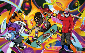 个性潮流滑板涂鸦背景设计涂鸦墙