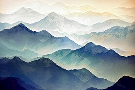 山水水墨画壁画