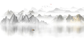 意境水墨山水画背景墙