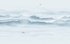 新中式山水画电视背景墙