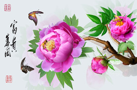 高清牡丹晶瓷画