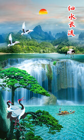 流水生财 迎客松