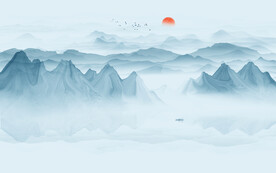 新中式群山背景墙