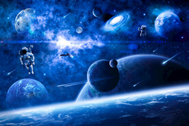 蓝色星球太空银河宇航员宇宙背景