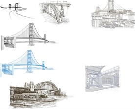 大桥矢量线稿图