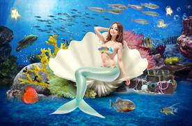 卡通美人鱼童话海底世界高清背景