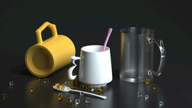 C4D 玻璃 陶瓷杯子OC渲染