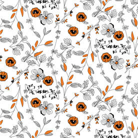 橙色花朵印花图案