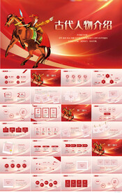 红色大气古代人物介绍动态PPT