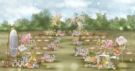 户外木制婚礼效果图