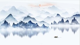 新中式抽象水墨山水风景背景墙
