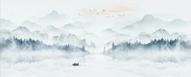 新中式抽象水墨山水风景背景墙