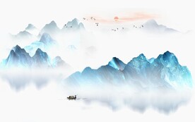 新中式抽象水墨山水风景背景墙