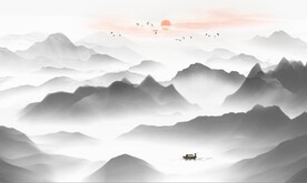 新中式抽象水墨山水风景背景墙