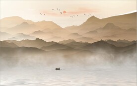 新中式抽象水墨山水风景背景墙