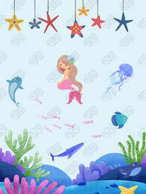 海底世界小美人鱼插画