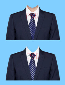 蓝色条纹领带男西装正装psd