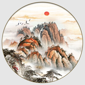 江山如画泰山旭日东升国画