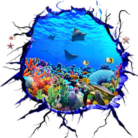 海底世界海龟3D立体画地板