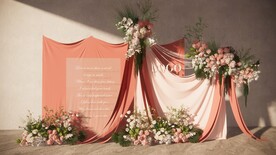 粉色布幔婚礼su模型