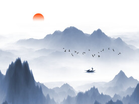 极简山水水墨背景
