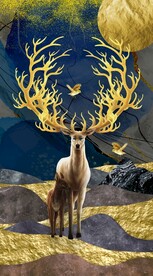 玄关发财鹿装饰画