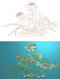 单朵荷花精雕图