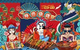 特色烧烤背景墙图片