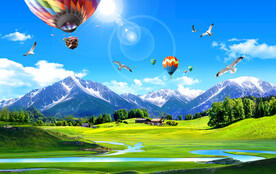 蓝天白云风景画