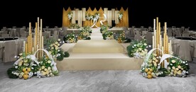 香槟色布幔婚礼仪式区su模型