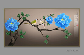 新中式牡丹花鸟画