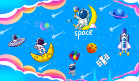 卡通太空人儿童房背景