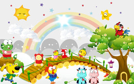 卡通儿童房背景墙