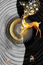 年轮麋鹿玄关装饰画