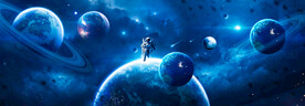 蓝色星球太空银河宇航员宇宙背景