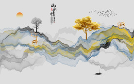 抽象山水背景墙