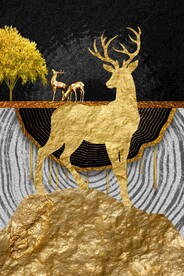 金色麋鹿装饰画
