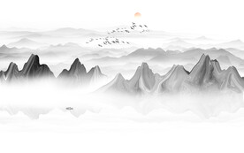 意境水墨画电视背景墙
