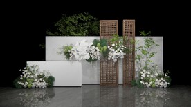 白绿新中式婚礼su模型