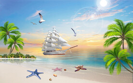 蓝天白云大海沙滩