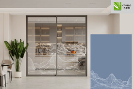 波浪线条山峰弧形玻璃工艺移门图