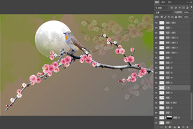 明月梅花鸟鸣图