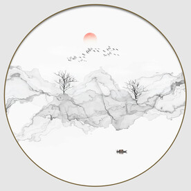 圆形抽象水墨画