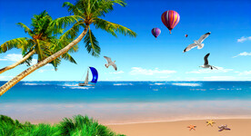 大海沙滩风景背景墙