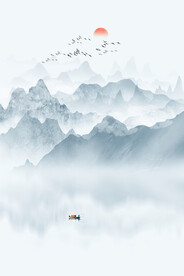 水墨山水玄关画