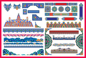 中国风古典祥云藏式图案祥纹边框