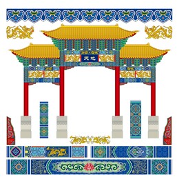 中式建筑牌坊门楼