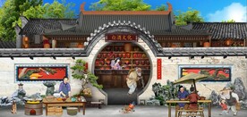 古代白酒文化餐饮背景墙壁画